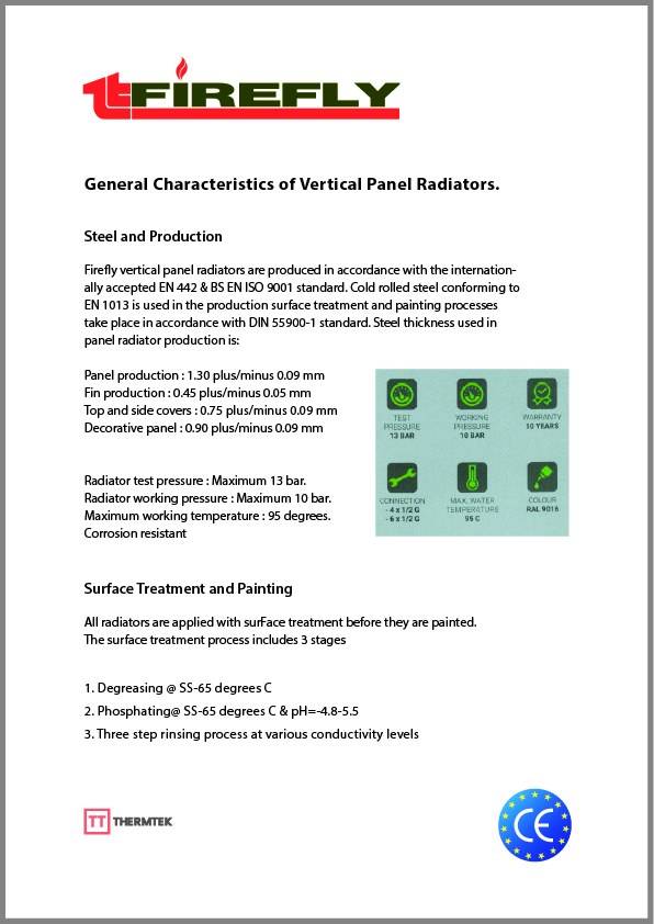 firefly vertical radiators general characteristics
